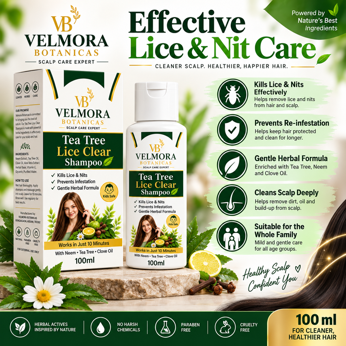 Velmora Botanicas Tea Tree Lice Clear Shampoo -100ml