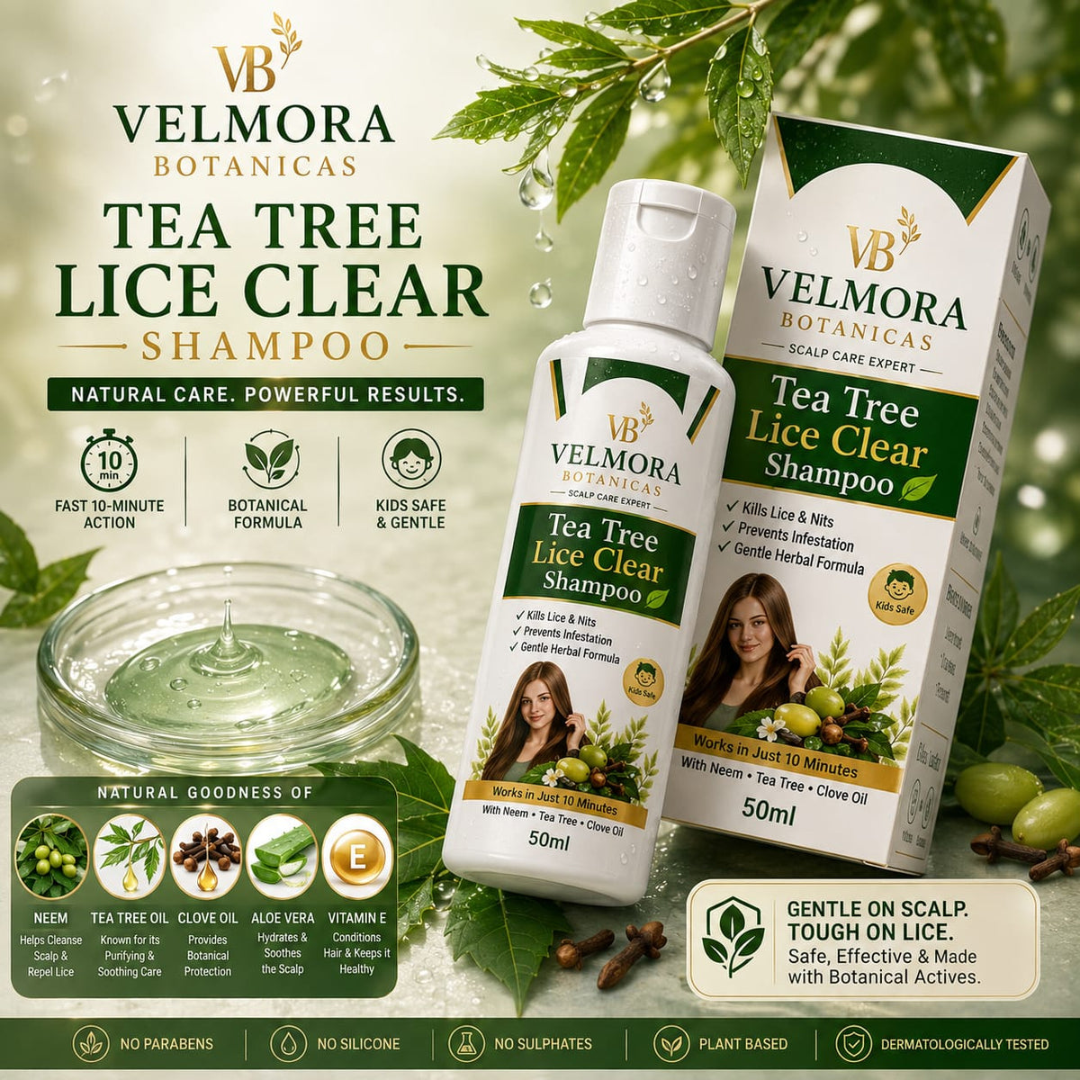 Velmora Botanicas tea tree lice clear shampoo 50 ml